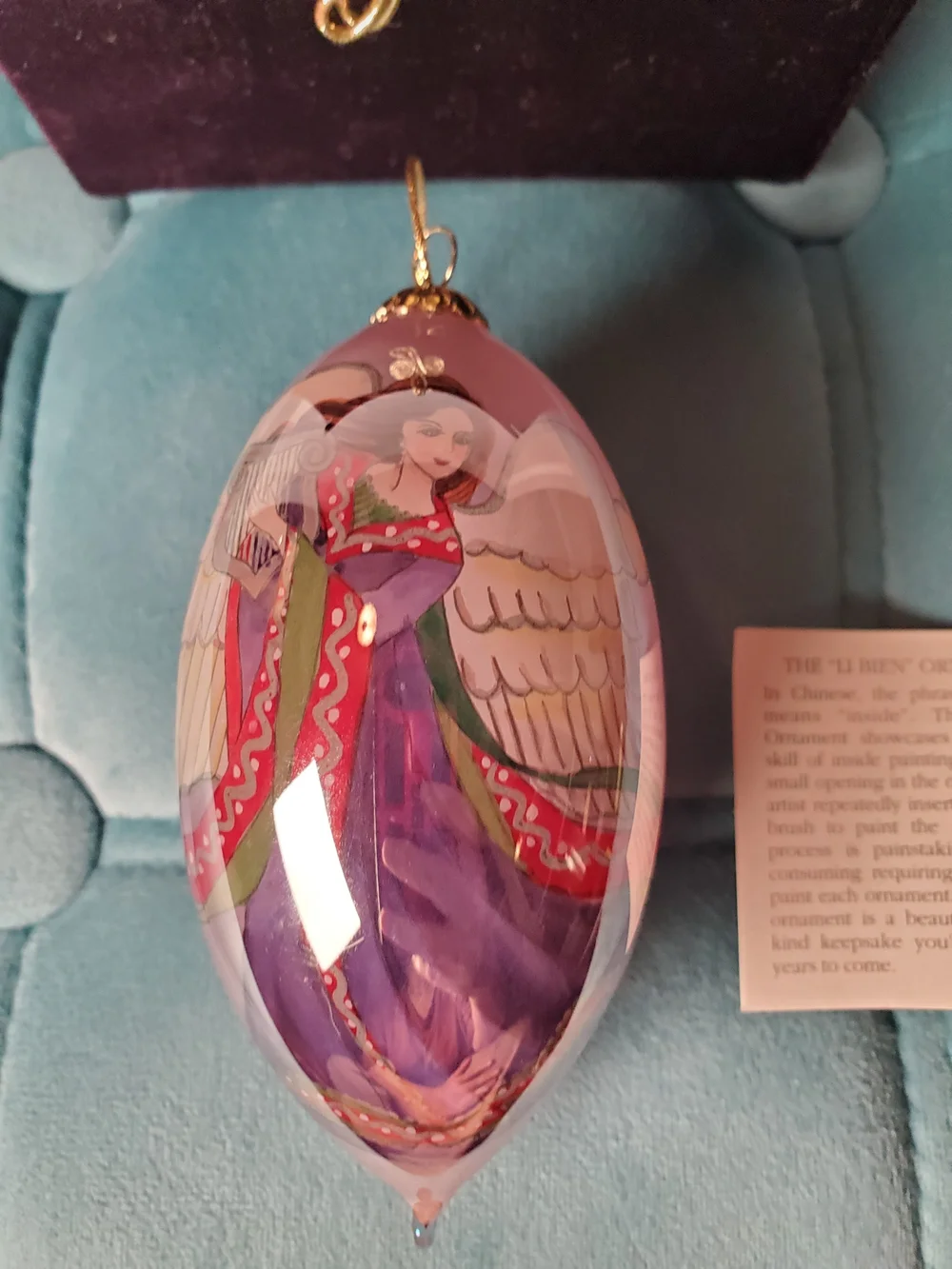 Pier 1 Li Bien 2005 Angel Harp Teardrop Glass Ornament Boxed